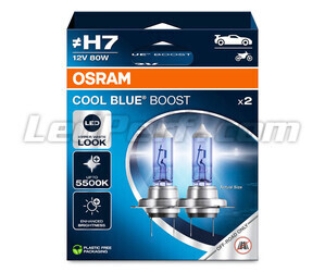 Lâmpadas H7 Osram Cool Blue Boost 5 500K efeito xénon ref: 62210CBB-2HB em embalagem de 2 lâmpadas