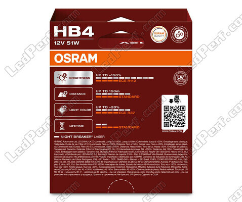 Pack de 2 Lâmpadas HB4 Osram Night Breaker Laser +150% - 9006NL-2HB