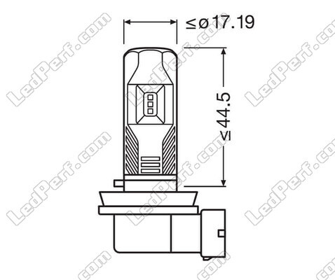 Conjunto de Dimensões de Lâmpada LED H11 Osram LEDriving HL Easy para Faróis de nevoeiro