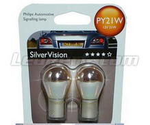 2 Lâmpadas Philips SilverVision para Piscas Chrome - PY21W - Casquilho BAU15S